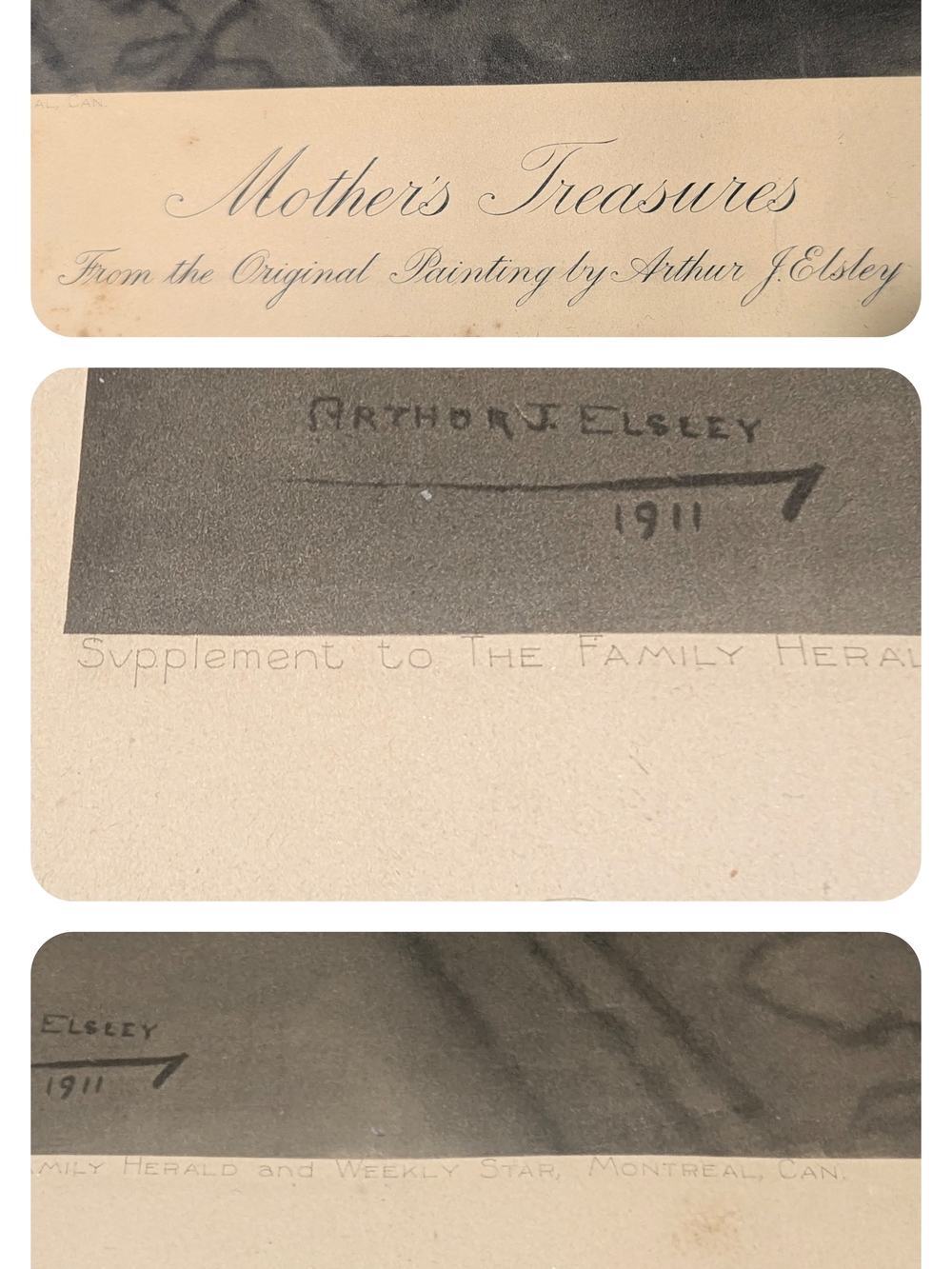 Antique 1912 Photogravure Print: “Mother’s Treasures” by Arthur J. Elsley - Picture 3 of 7